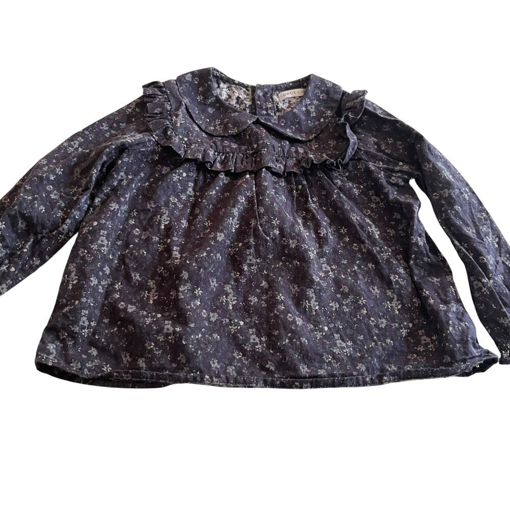 Petit Clair Violet Blooms Peter Pan Collar Ruffle Top Girls Size 3 Cottagecore